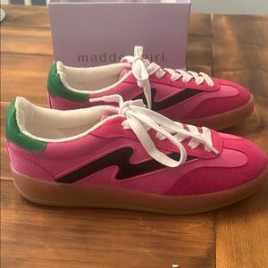Madden Girl Pink and Green Sneakers 7 NEW